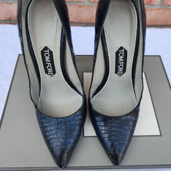Tom Ford Black Croc-Embossed Heels - Picture 5 of 8